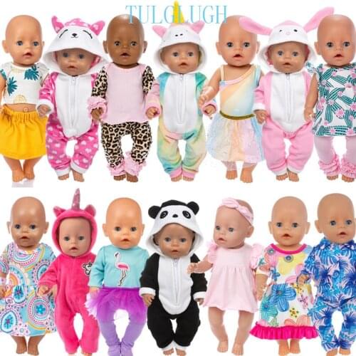 Leopard Print Suit Clothes Wear For 43cm Baby Doll 17 Inch Born Babies Dolls Clothes And Accessories