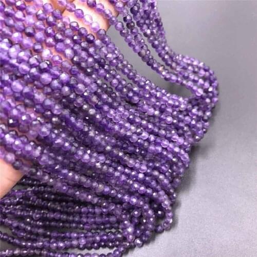 Micro Small stone Beads A Amethysts beads section loose gem beads purple faceted quartz crystal round beads for jewelry making