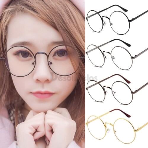 Small round nerd glasses clear lens unisex gold round metal frame glasses frame optical men women black uv oculos De Sol Oculos