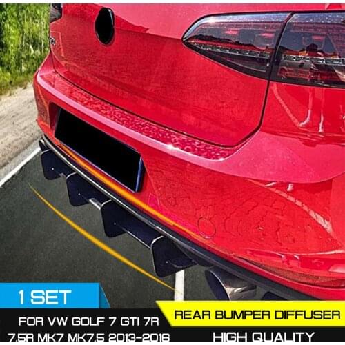 Matte Black Car Rear Bumper Diffuser Fits for VW Golf 7 GTI 7R 7.5R MK7 MK7.5 2013-2016 Tail Apron Flaps Side Splitters
