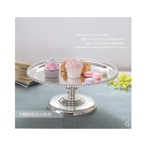 Fashion silver plated round metal cake stand cake decorating tools cake display tray for wedding decoration DGP059