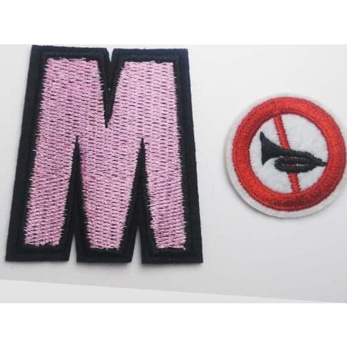 Punk Letters Pink M Iron On Patch Clothes Patch For Clothing Girls Boys Embroidered Patch