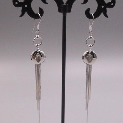 New Pure 925 Sterling Silver Earrings 85mm Disc Tassels Ear Hook For Woman