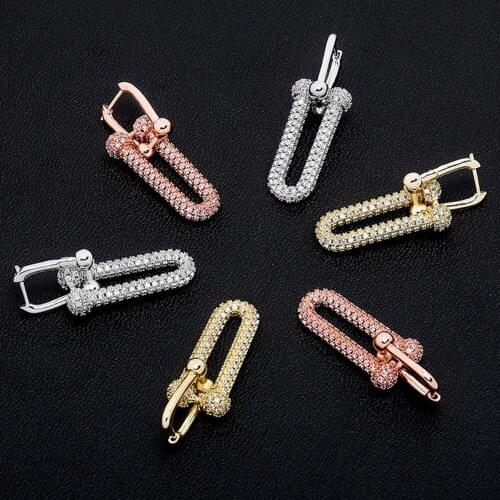 New Earrings Iced Out Micro Pave Cubic Zircon Earrings AAA Zircon For Women Hip Hop Fashion Jewelry For Gift