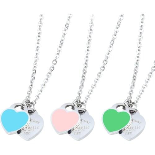 SHE WEIER Heart Necklace For Women Stainless Steel Necklace Pendants Jewelry Chocker Bijoux Femme Choker Collares