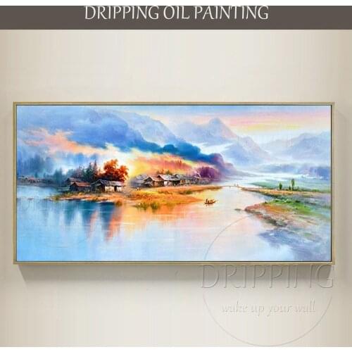 Excellent Painter Hand-painted Gorgeous Abstract China Landscape Acrylic Painting Abstract Chinese Landscape Acrylic Painting