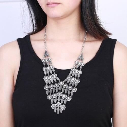 Hot new necklace jewelry antic silver neck Bohemian collar statement necklace nice quality for woman Pendant Necklace wholesale