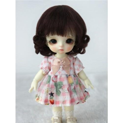 JD268 1/8 YOSD 100% mohair doll wigs 5-6 inch Short back curly BJD wig mohair doll accessories