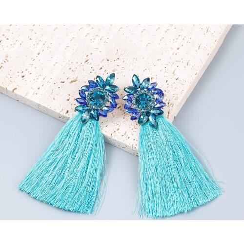 Pauli Manfi Fashion Metal Rhinestone Flower Tassel Earrings Womens Creative Popular Dangle Earrings Party Accessories