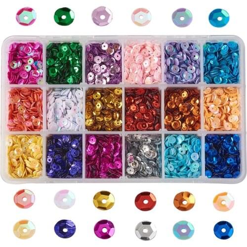 18color Plastic Paillette Beads Semi-cupped Sequins Beads Disc Mixed Color 650pc/color For Jewelry Handmade