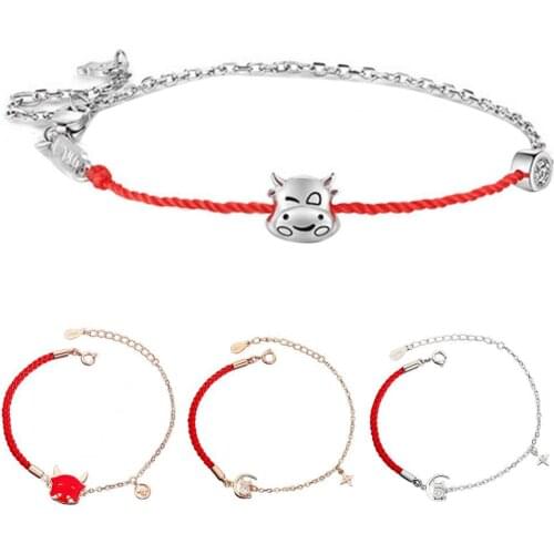 Red Rope Braided Bangle Cattle Design Adjustable Chain Bracelet Women Fashion Jewelry Gift for Party
