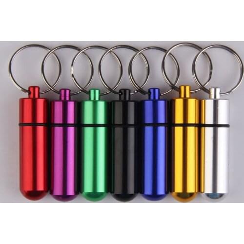 Portable Aluminum Pill Bottle Box Case Waterproof Tablets Holder Organizer Outdoor Medicine Pill Storage Container Keychain