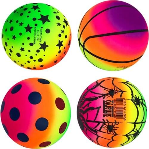 6in Rainbow Inflatable Ball Football Rubber Ball Play Early Education Indoor Outdoor Activity Game Soccers Pool Beach Playground