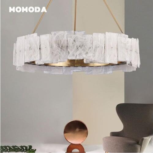 Luxury LED Chandeliers Postmodern Metal Glass Round Pendant Hanging Lamps Lustre Bedroom Living Room Indoor Lighting Fixture