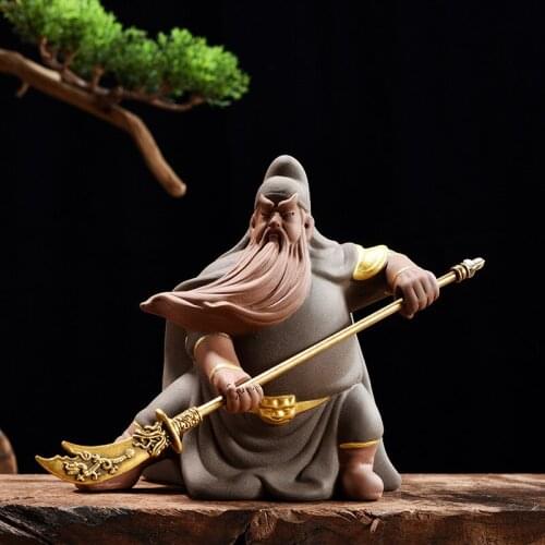 Lucky Guan Gong Ornaments Guan Gong Potrait Start God of Wealth Buddha Statue Opening Decorations Ceramic Figurine Statue TeaPet