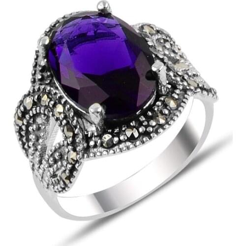 Silverlina Silver Zircon & Marcasite Ring