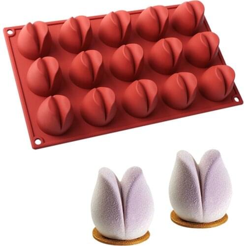 Tulip Flower shape Silicone Mousse Cake Mold Mousse Wedding Dessert Cake Mould Candy Bakeware Decorating Cake Tools