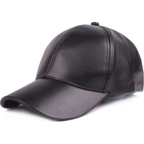 XIANJIE003 Women Casual Solid Faux Leather Snapback Hat Autumn Men Curved Baseball Cap Bone Fitted Casquette Gorros