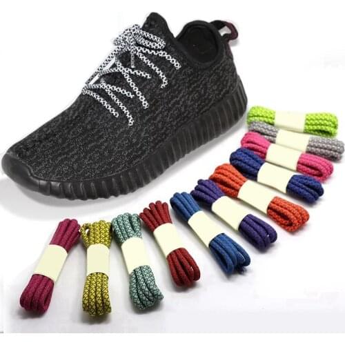 1Pair 3M Reflective Shoelaces Sneaker Shoelace Sport Shoelaces Round Rope Shoe Laces Length 100/120/140/160CM Shoelace Strings