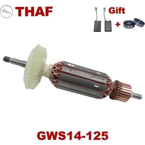 Free Bearing & Carbon Brush！AC220V-240V Armature Rotor Anchor Motor replacement for BOSCH Angle Grinder GWS14-125 GWS14-150