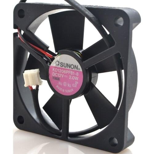 FOR SUNON/ jianzhun KD1206PFB1-B 12V 2.0W 6010 6CM 2 wire ultra-thin cooling fan