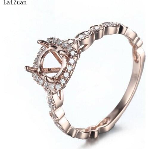 10K Rose Gold Vintage Antique 6MM Round Semi Mount .3CT Natural Diamond RING