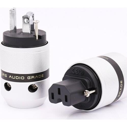 Pair Hi End Audio Rhodium Plated US AC Power Plug HIFI Audio Grade Copper US plug & IEC DIY Power Cord Cable