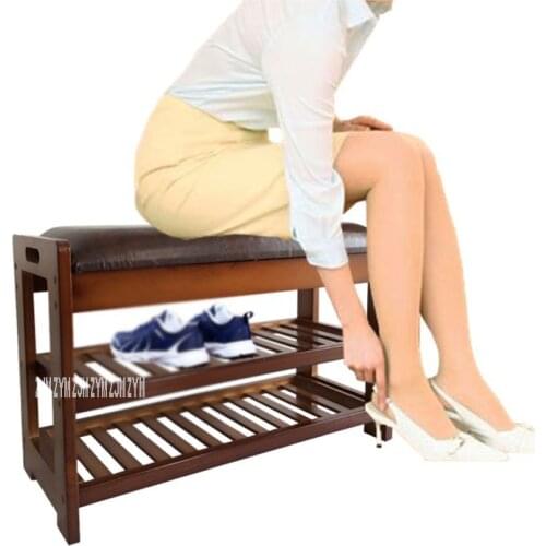 YM603-71 Solid Wood Doorway Shoes Storage Stool Simple Modern Living Room Change Shoe Stool Sofa Footstool With Compartment