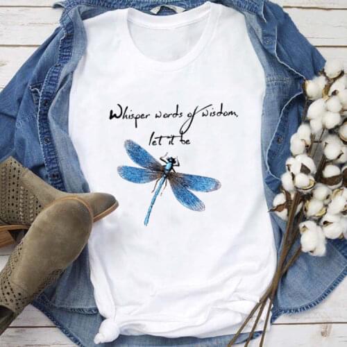 Womens Fashion Dragonfly Whisper Words of Wisdom Print Casual Fall T-shirts Graphic Tee Inspirational Shirts Clothes