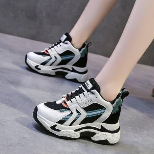 Womens Chunky Sneakers Thick Bottom Platform Vulcanize Shoes Fashion Breathable Casual Running Shoe for Woman Female 2021 hot