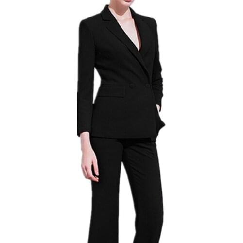 Womens suit womens waist slim suit 2 piece set (jacket + pants) womens double-breasted casual professional wear custom made