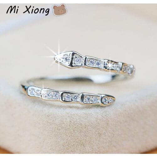 Mi Xiong s925 sterling silver unique design wrapped with diamond snake-shaped ring luxury charm ladies anniversary brand jewelry