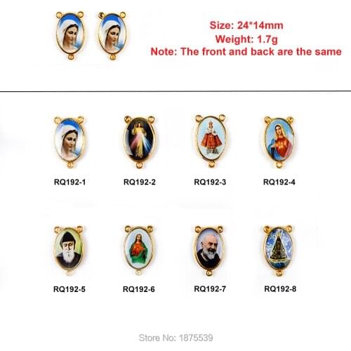 Gold Rosary Centerpieces 3 Holes Catholic Accessory Jesus Mary Charbel Color Photos