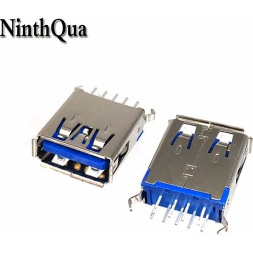 10pcs USB 3.0 Female Plug jack Vertical Type 180 Degrees Pins AF Socket Connector Terminal