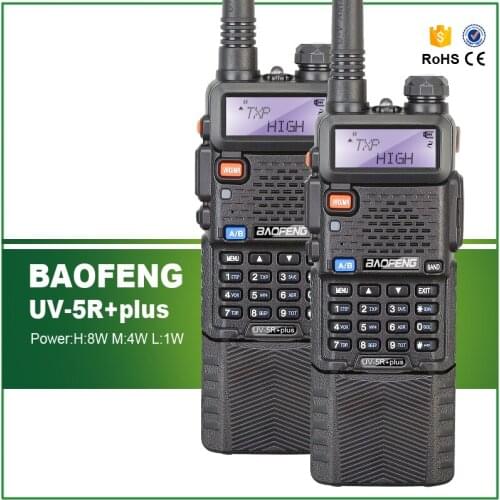 2PCS Original VHF UHF Dual Display 8W/4W/1W Long Range Powerful Baofeng UV-5R plus Two Way Radio with Earpiece
