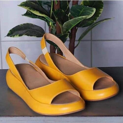 2020 summer fish mouth microfiber womens sandals elastic band wear-resistant low-heeled platform womens shoes large size 42 43