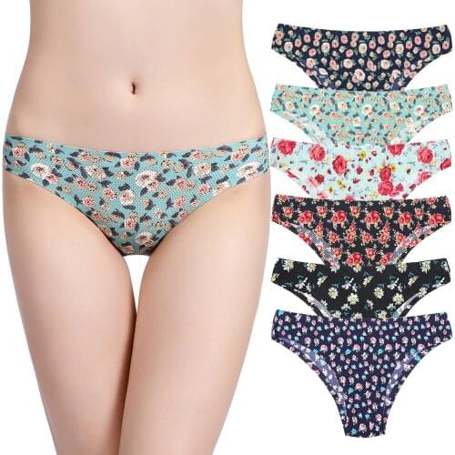 2021 fashion sexy women panties Solid Breathable Printed Seemless Floral-Print WOMENS briefs thong ice silk beautiful pattern