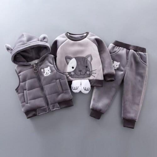 Baby Girls Winter Autumn Clothing Sets Newborn Baby Casual Velvet Thick 3pcs Tracksuits For Girls