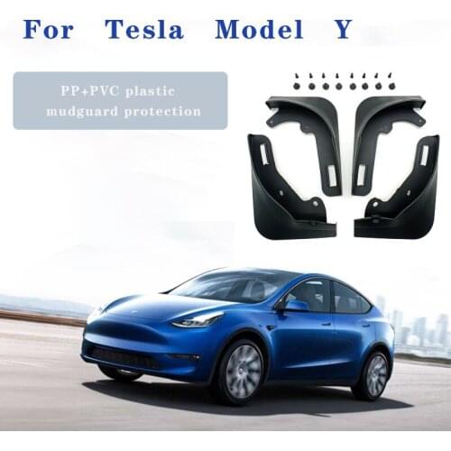 4PCS For Tesla Model y Mud Flaps Guard Fender 2021 Front Rear Wheel Mudguard splash guards carbon fiber plastic Accessories