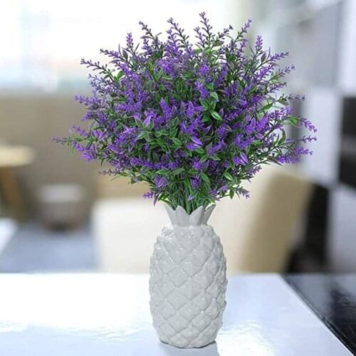 8 Bundles Fake Lavender Flowers UV Artificial Flowers Resistant Shrubs Plants or Home Decor Decorative Fake Plant Silk Flowers