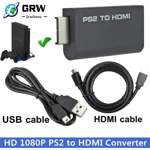 Audio Video Converter Adapter 480i/480p/576i with 3.5mm Audio Output for PS2 to HDMI-compatible for All PS2 Display Modes