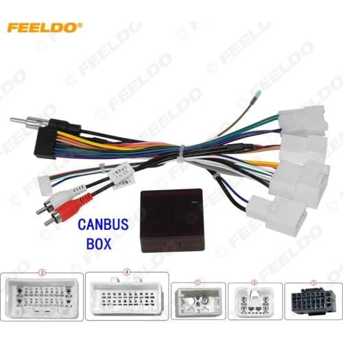 FEELDO Car Stereo 16pin Wiring Harness With Canbus Box For Toyota Prado Audio Radio Installation Wire Adapter #HQ6501
