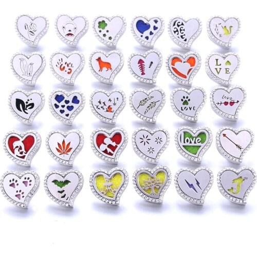 Boom Life Aromatherapy Heart Snap Buttons Perfume Locket Magnetic Stainless Steel Essential Oil Diffuser Snap Jewelry
