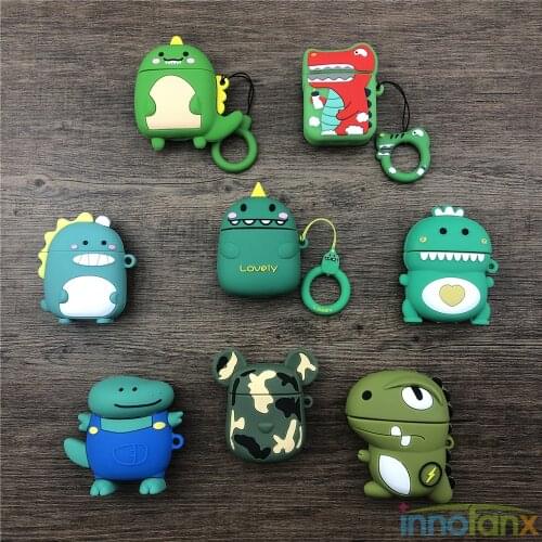 For Airpods Case Cute Dinosaur Animation Protective Cover For Airpods 1/2/3/Pro Lovely Dragon Case Silicone Cartoon Shock Proof