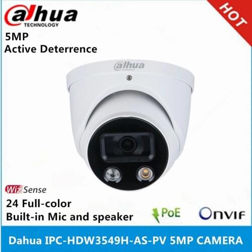 Dahua IPC-HDW3549H-AS-PV 5MP 24 Hours Full-Color Active Deterrence Fixed-Focal Eyeball WizSense Network IP Camera