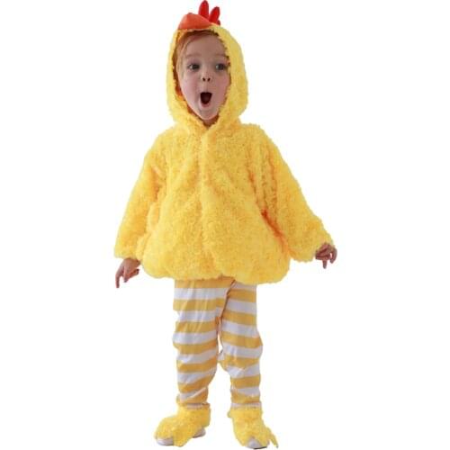 Toddler Deluxe Chicken Costume Child Halloween Easter Animals Stripe Outfit Plush Raya Chick Set Kids Unisex Yellow Clothing