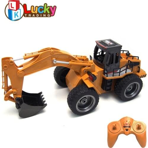 Long Time Playing 1/18 Radio Control Engineering Metal RC Excavator Toy with 6 Channels Remote Control Excavator