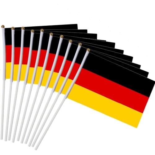 14x21cm 10pcs German flag hand waving flags with Plastic Flagpoles NC015