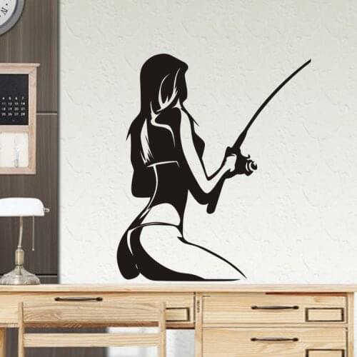 Fuzhen Boutique Decals Exterior Accessories Sexy Girl Go Fishing Sticker Bucket Tackle Shop Fishhook Sticker Fish Tank Boat Box