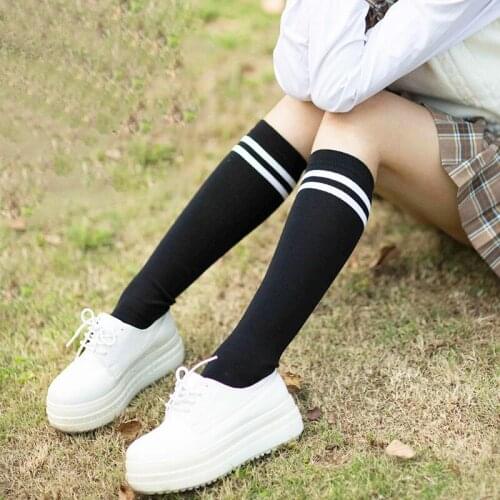 1 Pair Thigh High Socks Over Knee Socking For Girls Womens New Fashion Sexy Striped Cheerleader Striped Long Socks High Elastic